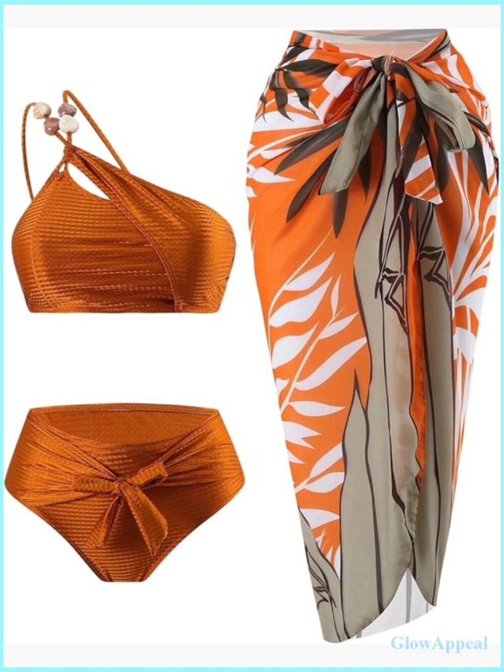Boho 3 Piece Bikini Set with Cover Up Skirt